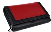 Massi Miliano Portefeuille Femme Cuir Nappa Zwart/Rouge- (RS-083-(6+36) - 15.5x3x10cm -