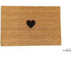 Deurmat met hartje - Hartje - Deurmat kokos - Droogloopmat - Deurmat binnen - Valentijn
