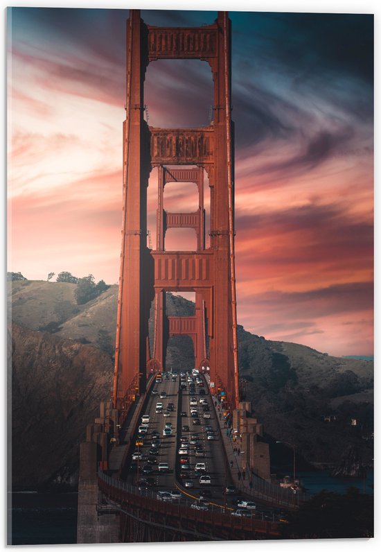 WallClassics - Acrylglas - Brug over het Water - San Francisco - 40x60 cm Foto op Acrylglas (Met Ophangsysteem)