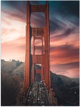 WallClassics - Poster (Mat) - Brug over het Water - San Francisco - 30x40 cm Foto op Posterpapier met een Matte look