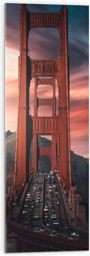 WallClassics - Acrylglas - Brug over het Water - San Francisco - 30x90 cm Foto op Acrylglas (Met Ophangsysteem)