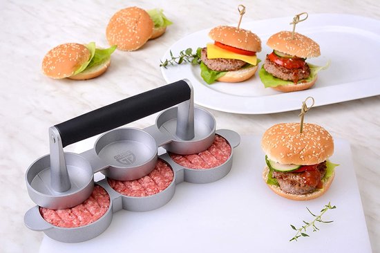 Kiuiom Burger Patty Maker Vorm, antiaanbaklaag hamburgerpers, gegoten aluminium hamburgerpers, burgerpattie pers hamburgerpers van aluminium runde vlees burger maker keukengerei voor vlees-patties