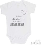 100% katoenen Romper "Jij bent de allerliefste mama" Unisex Katoen Wit/grijs Maat 56/62