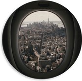 WallClassics - Dibond Muurcirkel - Uitzicht op Stad vanuit Vliegtuig - 40x40 cm Foto op Aluminium Muurcirkel (met ophangsysteem)