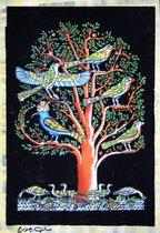 Egyptische papyrus met afbeelding van een levensboom met vogels