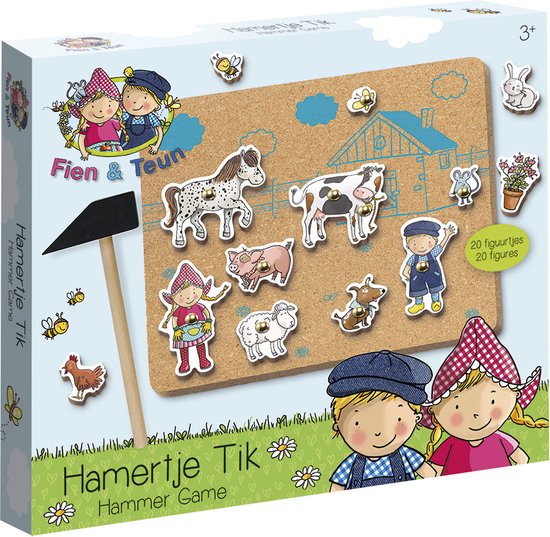 Fien & Teun hamertje tik hamerspel met boerderij figuren Bambolino Toys- leren timmeren educatief speelgoed