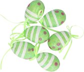 Décoration Oeufs de Pâques à suspendre - 12x pièces - paillettes vertes - styromousse - 6 cm