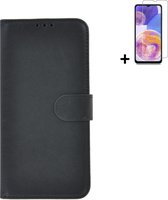 Geschikt voor Samsung Galaxy A14 5G Hoesje - Bookcase - A14 5G Screenprotector - Pu Leder Wallet Book Case Zwart Cover + Screenprotector