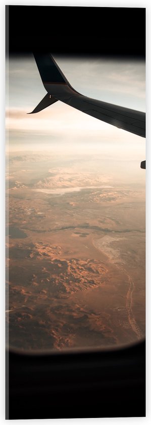 WallClassics - Acrylglas - Uitzicht op landschap vanuit Vliegtuig - 20x60 cm Foto op Acrylglas (Wanddecoratie op Acrylaat)
