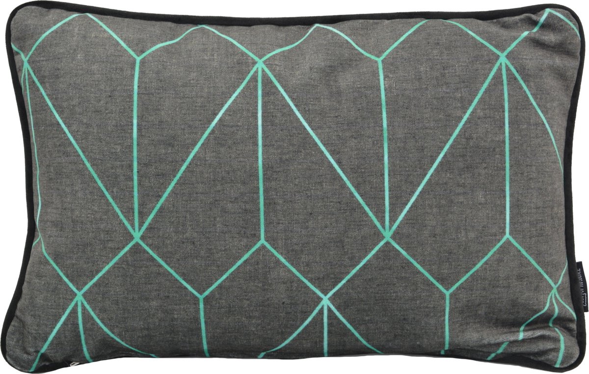 Gek op Kussens! Sierkussen Velvet Graphic Green | 30 x 50 cm | Velvet/Polyester Grijs-Groen