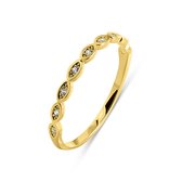 Silventi 9NBSAM-G230025 Gouden Ring met Zirkonia Steentjes - Dames - 2mm Breed - Maat 53 - 14 Karaat - Goud