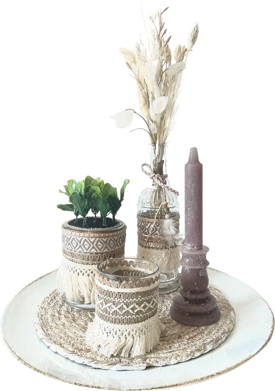Het is de bedoeling dat Tarief tack tafel decoratie woonkamer - decoratie voor op tafel - boho decoratie -  kaarsenplateau... | bol.com