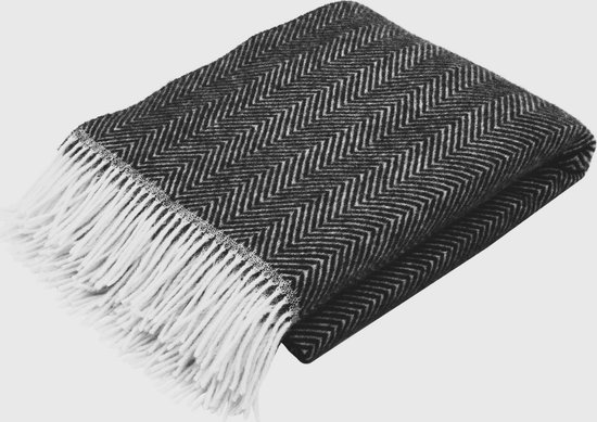 Plaid-Mudo Living-deken -zwart -visgraat150x200