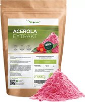Acerola poeder - 300 g (6,6 maanden voorraad) - natuurlijke vitamine C - 200 dagelijkse porties met 1500 mg puur extract uit de acerolakers - laboratoriumgetest - veganistisch - Brievenbus pakket - Vit4ever