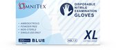 Omnitex Premium 200 pièces. Gants en nitrile bleu | Taille XL | Sans poudre | Sans latex | Sécurité alimentaire | EN455 EN374 EN420 | Classe CE et UKCA Cat3