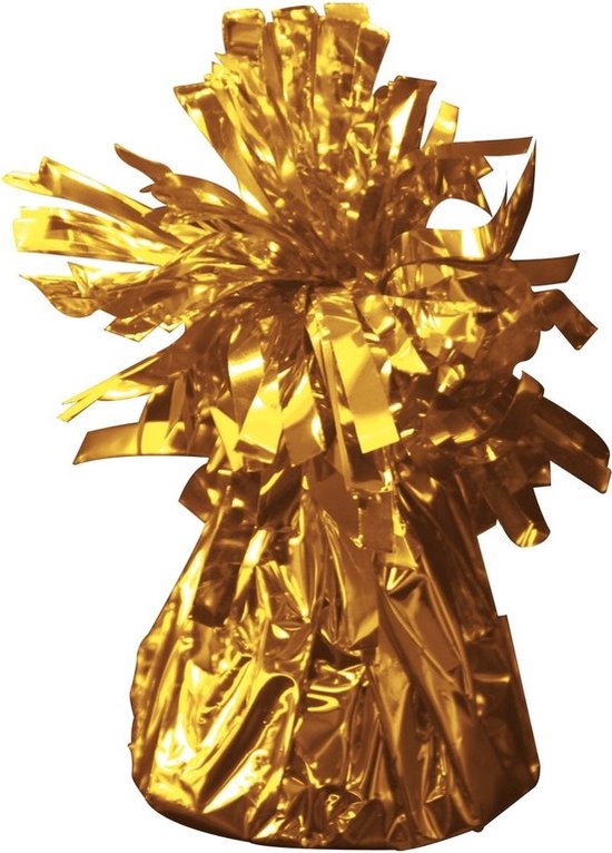 Gouden ballon decoratie met glanzende linten, 170 gram.