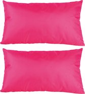 8x Bank/sier kussens voor binnen en buiten in de kleur fuchsia roze 30 x 50 cm - Tuin/huis kussens