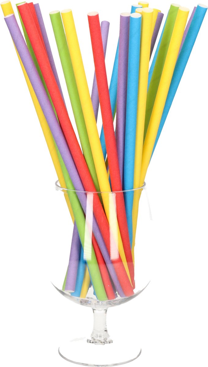 Duurzame papieren drinkrietjes gekleurd - 100x stuks - serie Pure