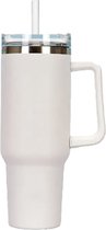 Drinkbeker - Drinkfles - Waterfles - Bidon - Cup With Straw - Tumbler Met Rietje - Thermosbeker - Handvaten - Met Rietje Volwassenen - Kinderen - 1200ML - 1 Liter - Thermosfles - RVS Fles - Cup To Go - Deksel - Koffie To Go - Ijskoffie Beker - Handle