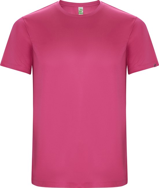 Fluorescent Roze unisex ECO sportshirt korte mouwen 'Imola' merk Roly maat 164 / 16