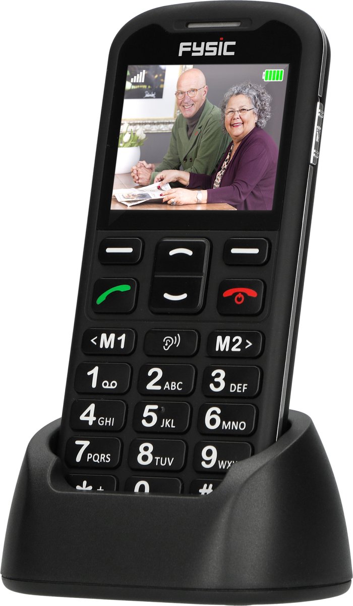 Fysic F10 - Téléphone portable simple pour seniors avec bouton SOS panique  - Zwart | bol.com