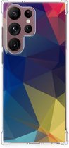 Telefoon Hoesje Geschikt voor Samsung Galaxy S23 Ultra Hoesje maken met transparante rand Polygon Dark