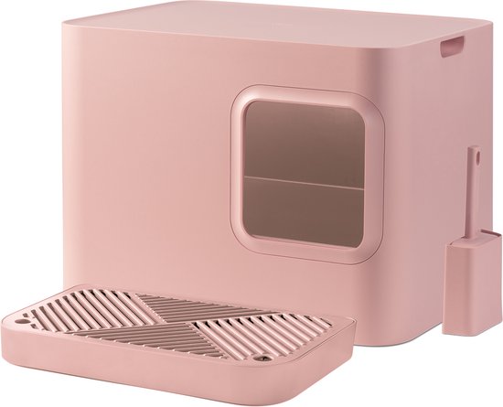 Hoopo® Dome Plus Kattenbak Roze – Kattenbak – Kattenbakschep – 50×37.5X38Cm – Grote Kattenbak