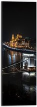 WallClassics - Dibond - Kettingbrug in Hongarije - 20x60 cm Foto op Aluminium (Met Ophangsysteem)