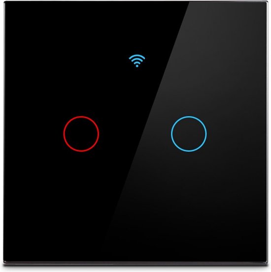 Interrupteur mural à écran tactile TechU ™ 2 boutons - Zwart