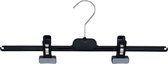 TopHangers [Set van 10] - Stevige zwarte kunststof broekhanger/ knijperhanger met verschuifbare knijpers die voorzien zijn van zachte anti-slip kussentjes | 40cm breed