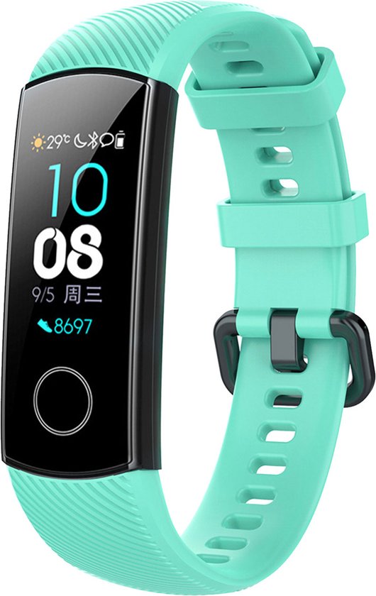 iMoshion Bandje Geschikt voor Honor Band 4 - iMoshion Siliconen band zwarte gesp met design met installatiehulp - Turquoise