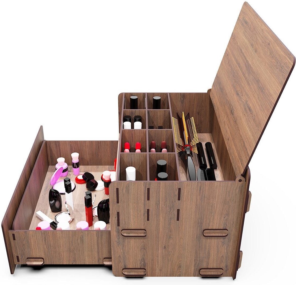 KUK Design - Houten Juwelendoos met 10 Ogen - Sieraden - walnoot — cadeau in Sieraden - foto 7