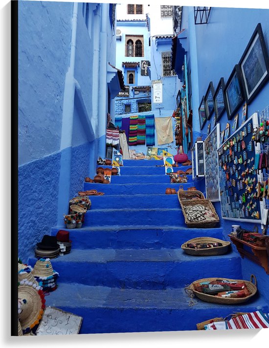 WallClassics - Canvas - Kunst op Straat - Marokko - 75x100 cm Foto op Canvas Schilderij (Wanddecoratie op Canvas)
