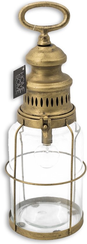LED lantaarn op batterij - goud - Kolony - 12x35.5cm