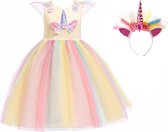 Unicorn jurk - Eenhoorn - Prinsessenjurk Meisje - Unicorn Haarband - maat 110 (120) - Verkleedkleren Meisje - Prinsessen Verkleedkleding - Carnavalskleding Kinderen