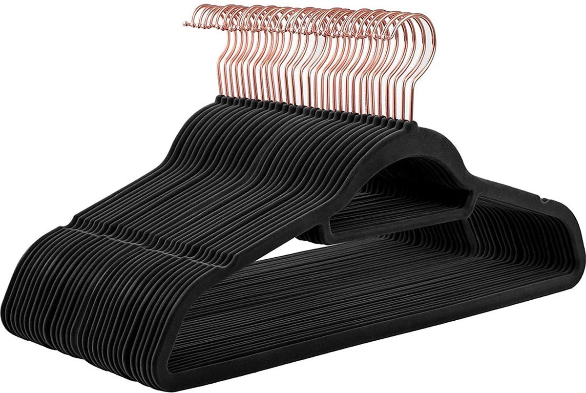 Hangers - Kledinghangers - Klerenhangers - Set van 30 - Fluweel - Zwart