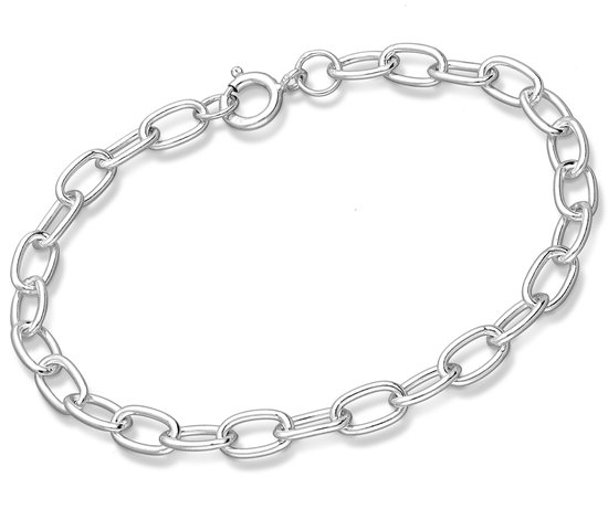 Joy|S - Zilveren armband - anker lange schakel - geschikt voor (slotjes) bedels - 18.75 cm / 5 mm - massief paperclip bedelarmband