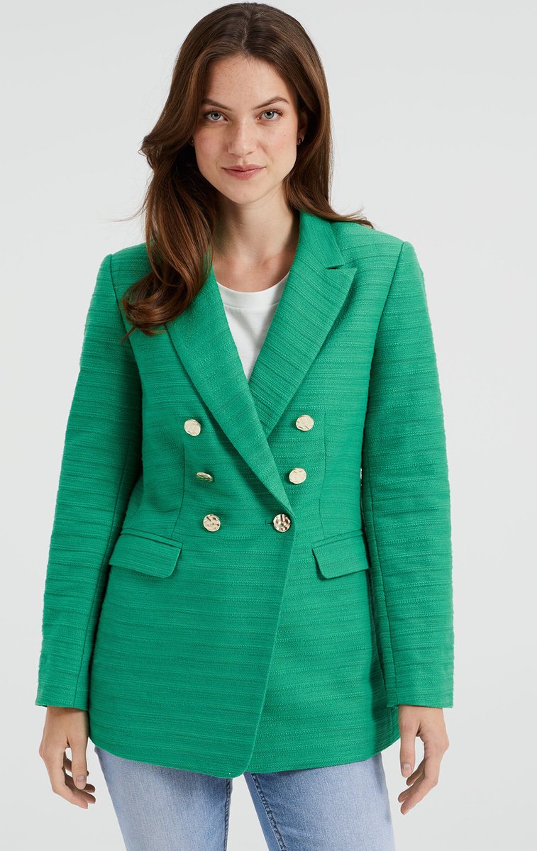 WE Fashion Dames regular fit bouclé blazer
