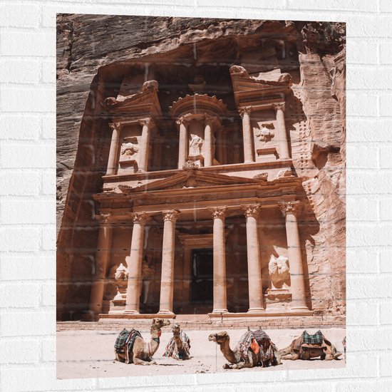 WallClassics - Muursticker - Monument Al Khazneh - Jordanië - 75x100 cm Foto op Muursticker
