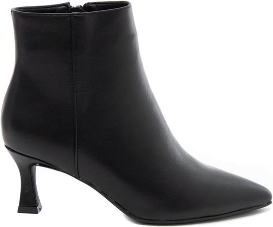 Smile Favorites® Dames Enkellaarzen met Hak - Zwart - Imitatieleer - Maat 38 -