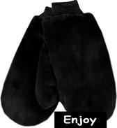 Wanten - zwart fluffy- gevoerd - lekker warm