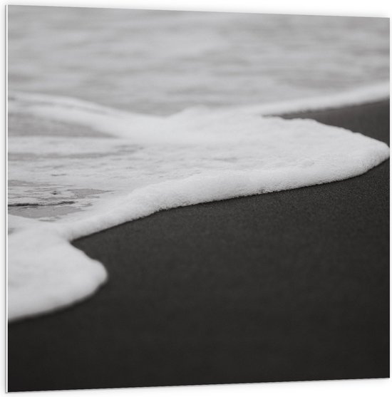 WallClassics - PVC Schuimplaat- Schuim van Golf (zwart/wit) - 100x100 cm Foto op PVC Schuimplaat