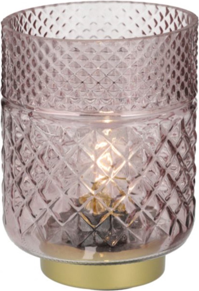 LED-lamp Cristal – Roze – H17 cm – Werkt op batterijen (incl. lamp)