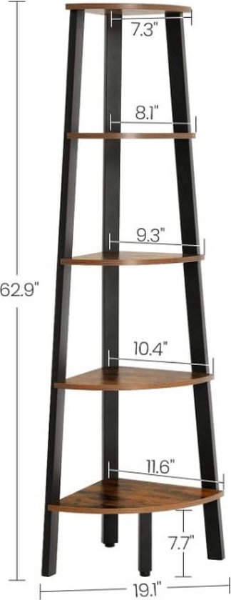 Songmics Ladderkast 5-Laags - Bruin/Zwart - Metaal