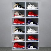 12-pack Kicksafe® Sneaker Box - Schoenenopberger - Stapelbaar - Sideways (met Deurtje en Magneetjes) - 12 stuks - Transparant