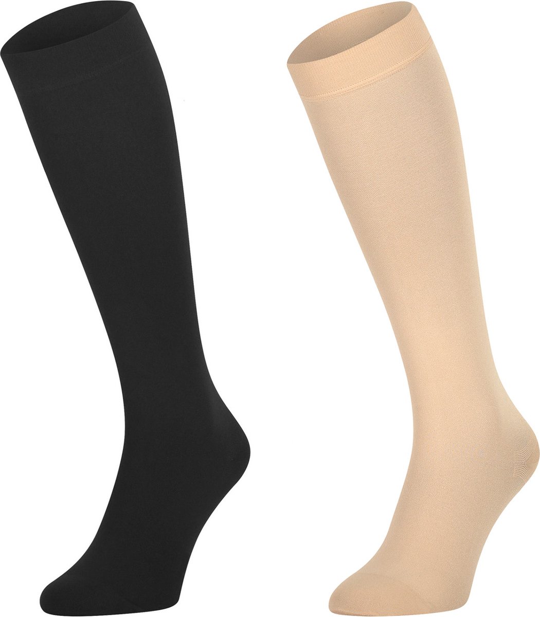 Dunimed Premium Comfort Steunkousen - Compressie Sokken - Compressiekousen Drukklasse 1 - Compressie Sleeve - met Gesloten Teen - Zwart - XS