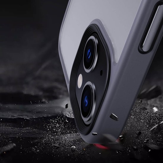 IYUPP Hoesje Geschikt voor iPhone 7 / 8 / SE 2020 / SE 2022 Hoesje - Shockproof Back Cover - Grijs Wit Transparant