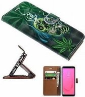 Samsung J8 2018 Hoesje Met Pasjeshouder Bookcase Cannabis