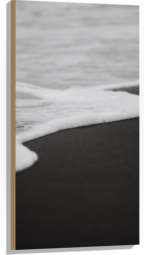 WallClassics - Hout - Schuim van Golf (zwart/wit) - 50x100 cm - 12 mm dik - Foto op Hout (Met Ophangsysteem)