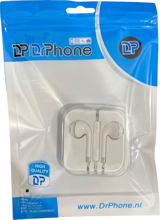 DrPhone SoundPro Premium Oordoppen - Headset met 3.5mm jackaansluiting - Oortjes geschikt voor Android / IOS / Windows - Wit - DrPhone